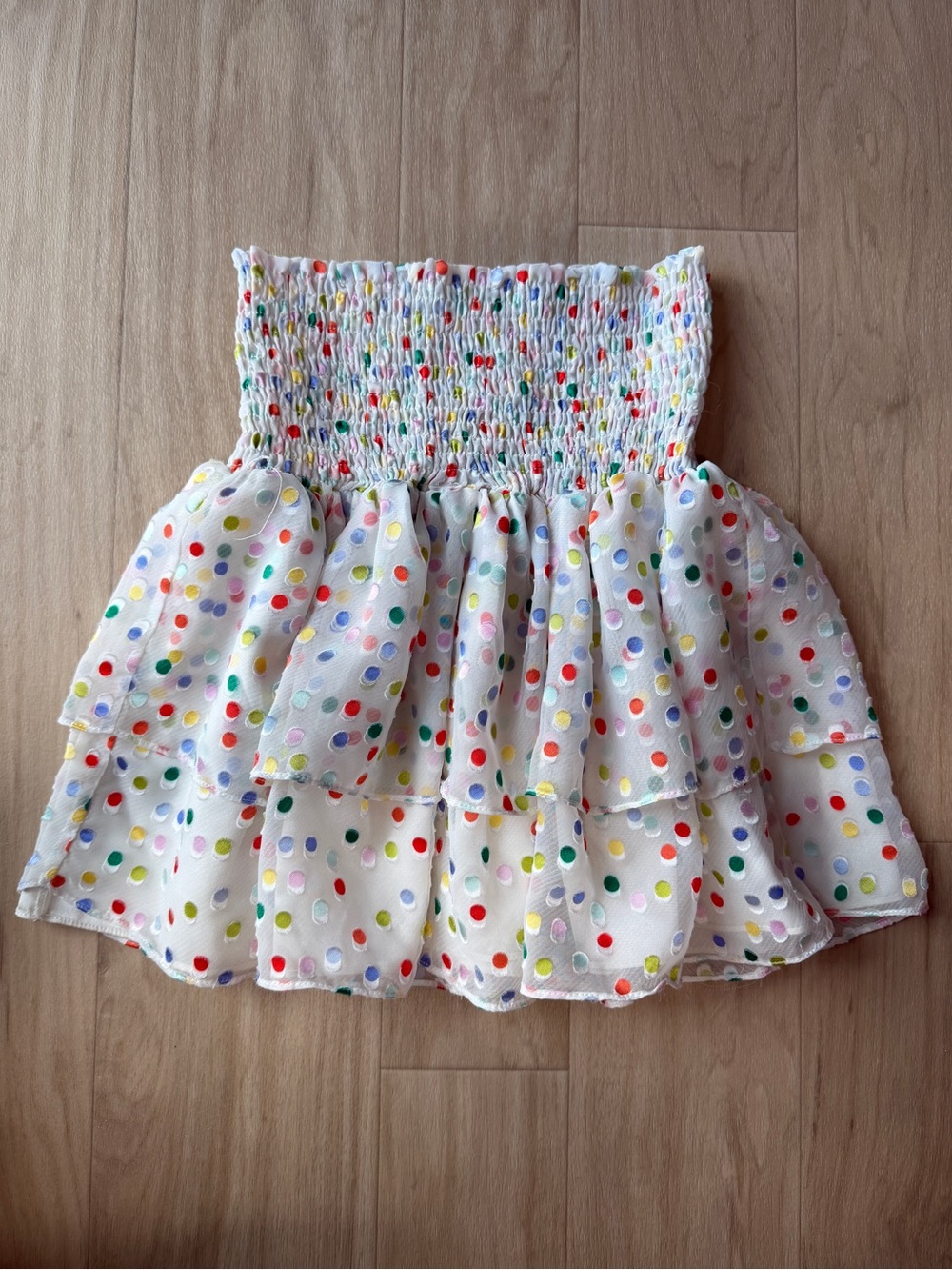 Lovers + Friends Rainbow Polka Dot Tiered Mini Skirt Size XS